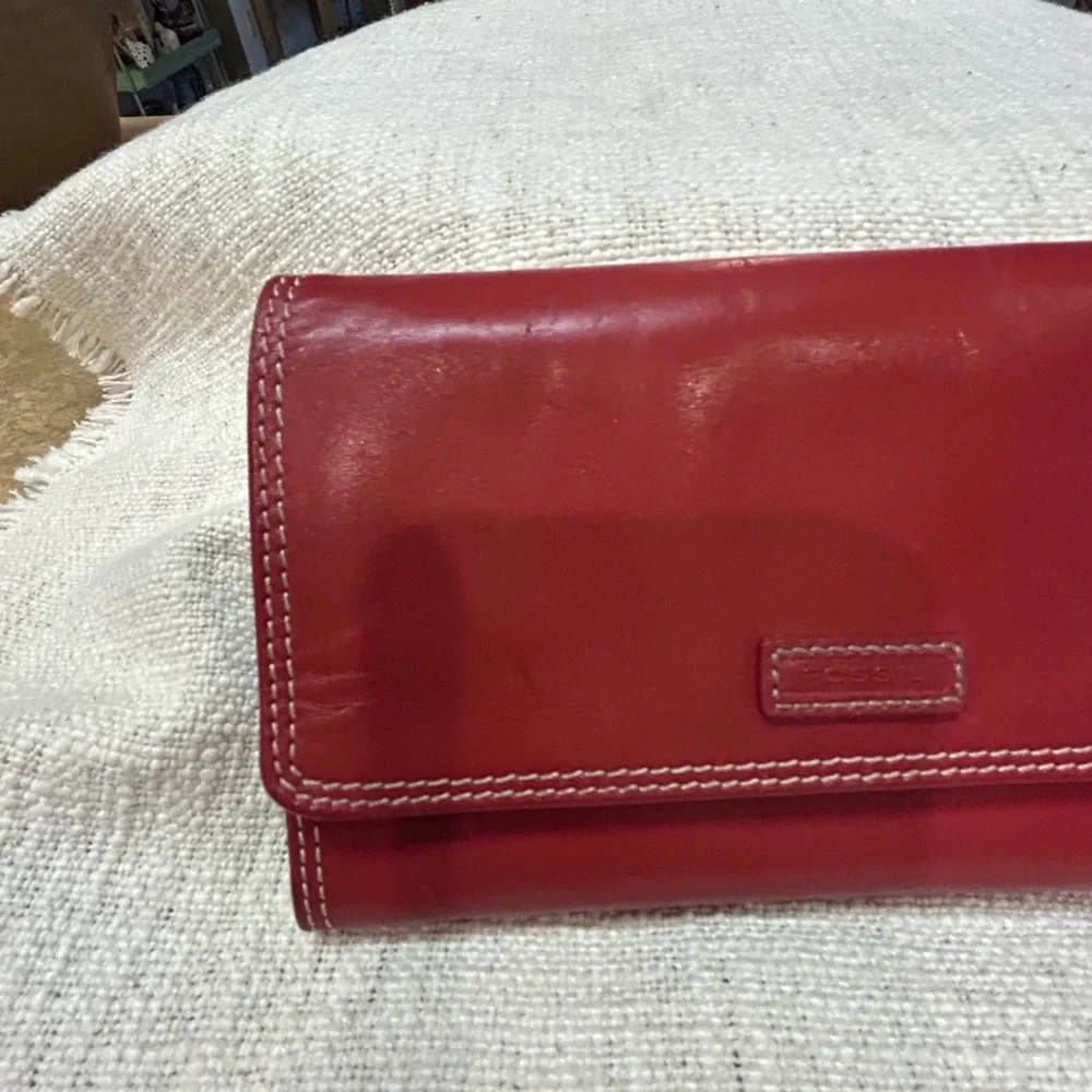 Vintage Fossil Red Leather Travel Jewelry Organizer - Picture 2 of 12